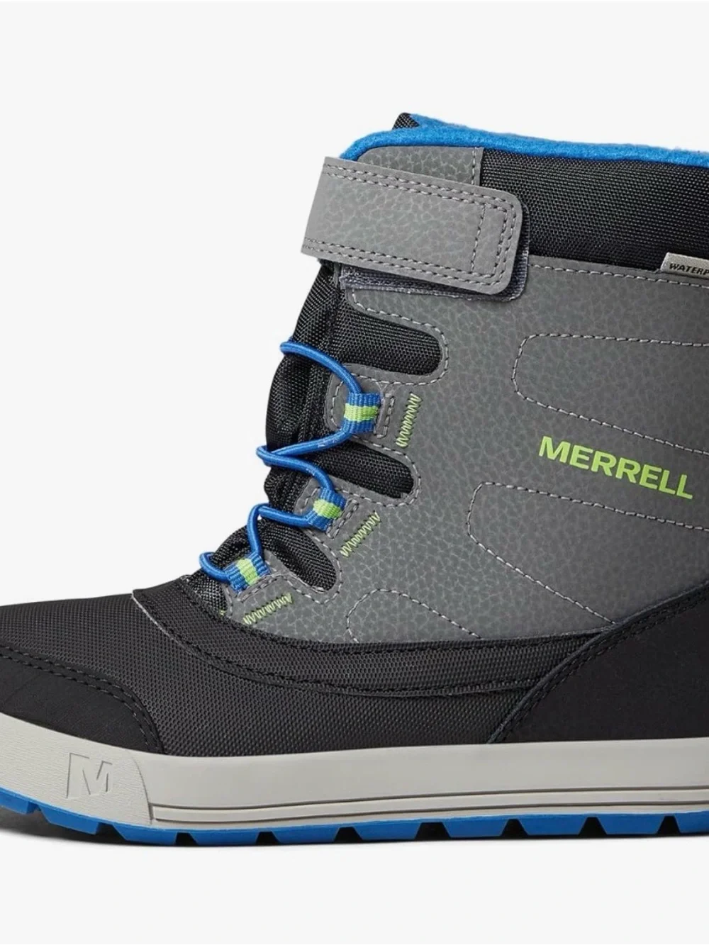 Merrell Kids Gray, Black & Blue Waterproof Winter Boot